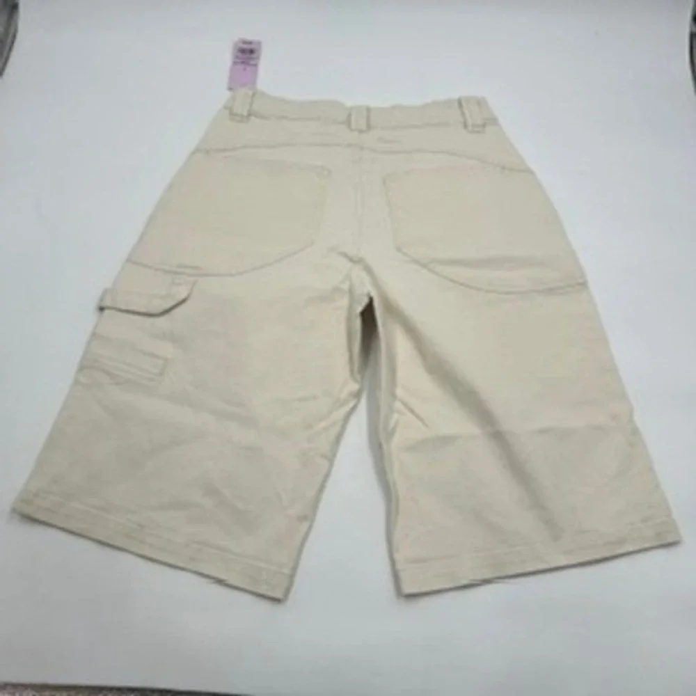 Wild Fable Cream Carpenter jorts High Rise Wide Leg Bear Charm‎ Size 6 NEW
